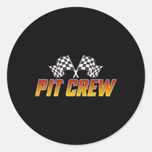 Racing Family Birthday Race Car Retro Pit Crew Hal Classic Round Sticker