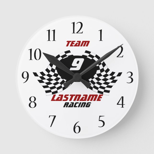 Racing Family Personalizable Round Clock (Front)