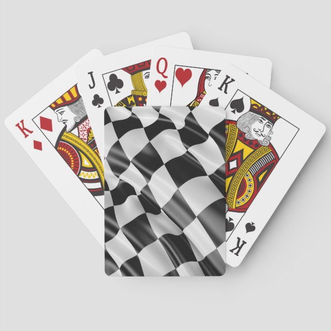 Racing Fan Checkered Flag Finish Line Playing Cards (Back)