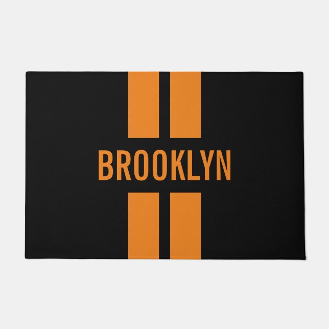 Racing Fan Custom Name Race Double Stripes Classic Doormat (Front)
