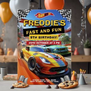 Racing Fast Car Birthday Party Invitation