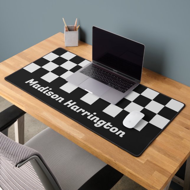Racing Flag Custom Name Desk Mat (Office 2)