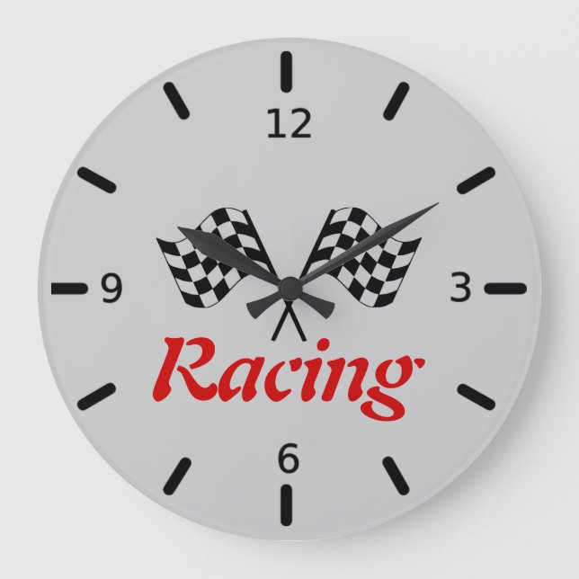 Racing Flags Bold Lettering Large Clock (Front)