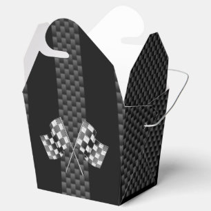 Racing Flags on Stripes Carbon Fibre Like Style Favour Box