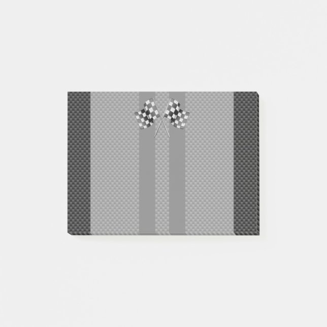 Racing Flags on Stripes Carbon Fibre Like Style Post-it Notes (Front)