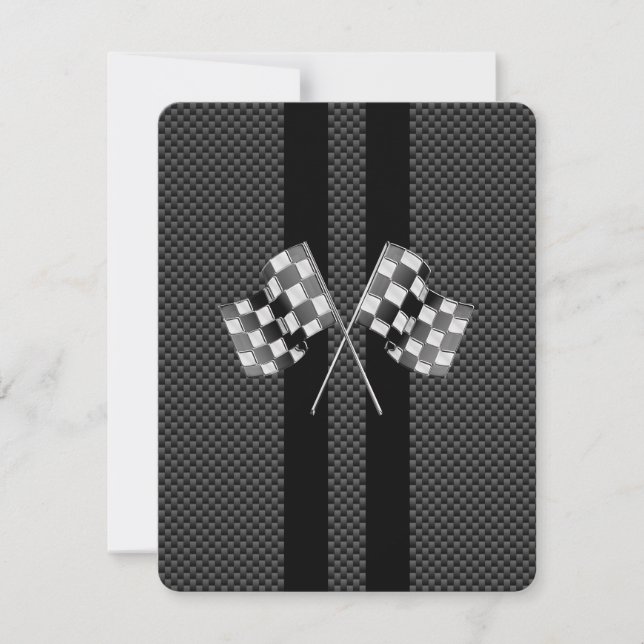 Racing Flags Stripes in Carbon Fibre Style Decor (Front)