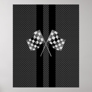 Racing Flags Stripes in Carbon Fibre Style Decor