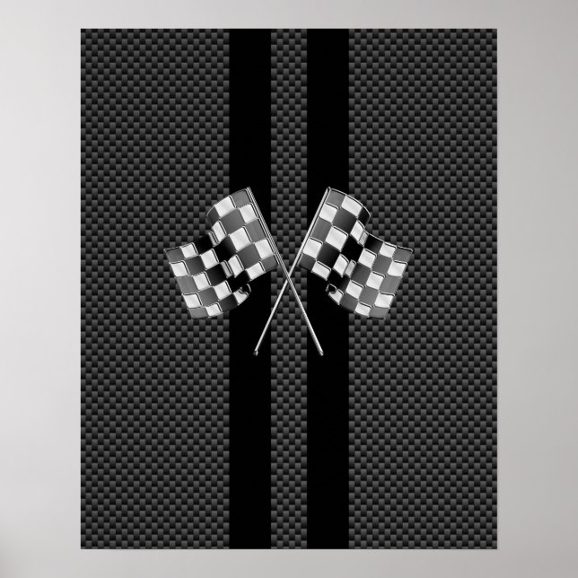 Racing Flags Stripes in Carbon Fibre Style Decor (Front)