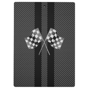 Racing Flags Stripes in Carbon Fibre Style Decor Clipboard