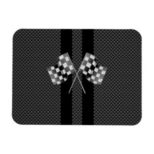 Racing Flags Stripes in Carbon Fibre Style Decor Magnet