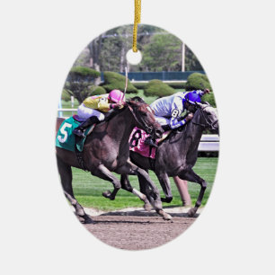 RACING FROM HISTORIC SARATOGA CERAMIC TREE DECORATION