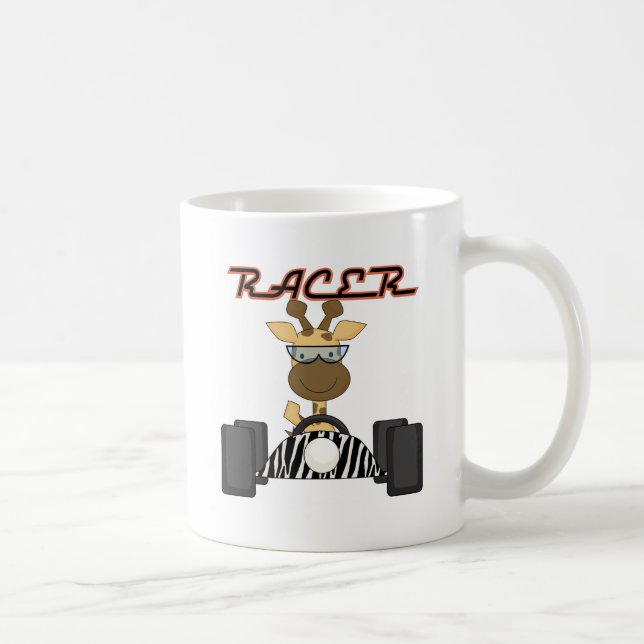 Racing Giraffe Kids Race Car Zoo Animals Coffee Mug (Right)