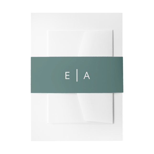 Racing Green Simple Initials Monogram Modern Font Invitation Belly Band (Front Example)