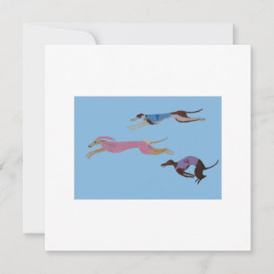Racing Greyhounds with lead dog in Bunny suit Card