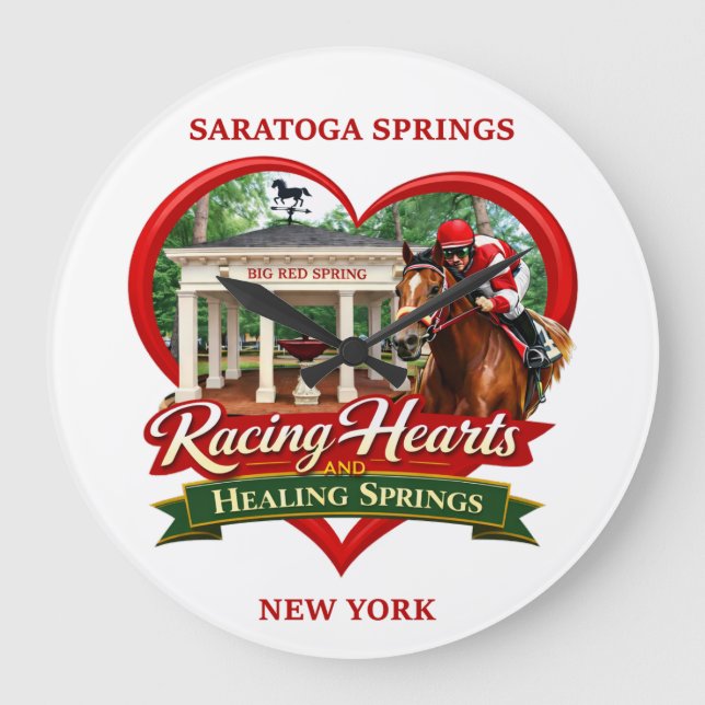 Racing Hearts and Healing Springs Large Clock (Front)