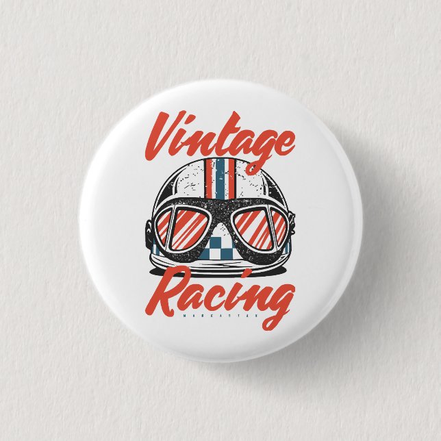 Racing Helmet 3 Cm Round Badge (Front)