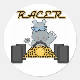 Racing Hippo T-shirts and Gifts Classic Round Sticker