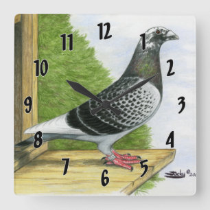 Racing Homer On the Landing Board Square Wall Clock