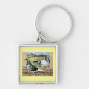 Racing Homers in Loft Key Ring