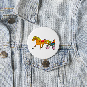 Racing Horse And Buggy 7.5 Cm Round Badge