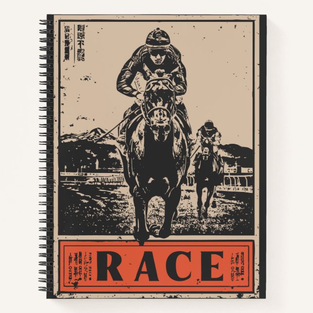 Racing Horses in Desert Landscape Notebook (Front)