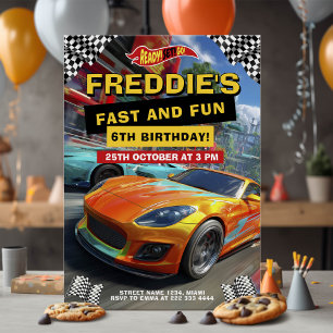 Racing Hot Car Birthday Party Invitation