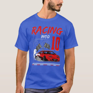 Racing into 10 Year Old Birthday Race 10th Boy Par T-Shirt