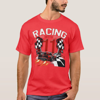 Racing Into 11th Birthday Race 11 Year Old Toddler T-Shirt