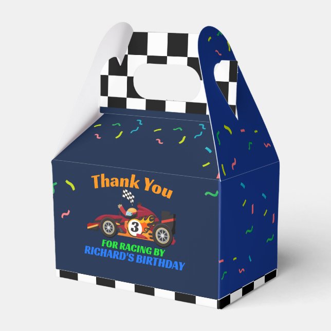 Racing Kid's Birthday Race Car Theme Favour Box (Front Side)