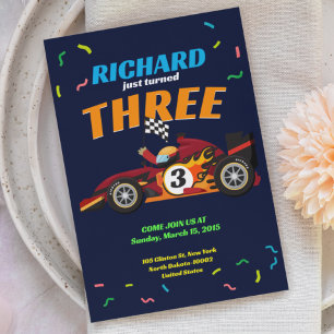 Racing Kid's Birthday Race Car Theme Invitation