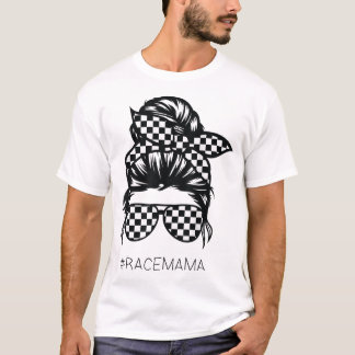 Racing mum Messy Bun Racer Race Mother's Day T-Shirt