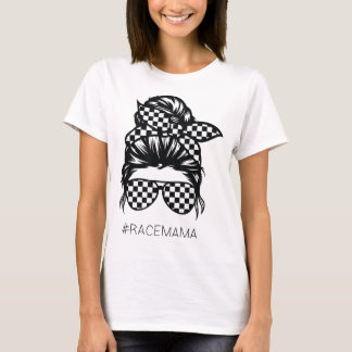 Racing mum Messy Bun Racer Race Mother's Day T-Shirt