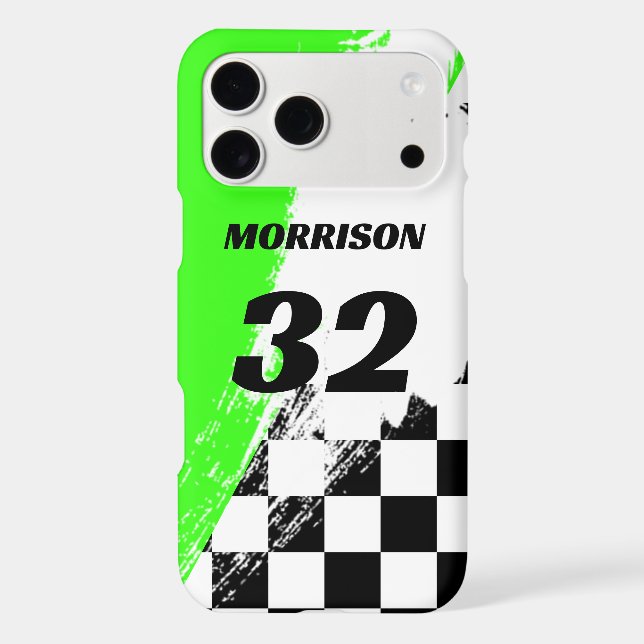 Racing Name Number Bright Green Black and White  (Back)