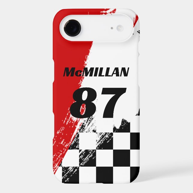 Racing Name Number Red Checkered Black and White  (Back)