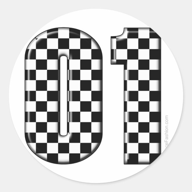 racing number 01 classic round sticker (Front)