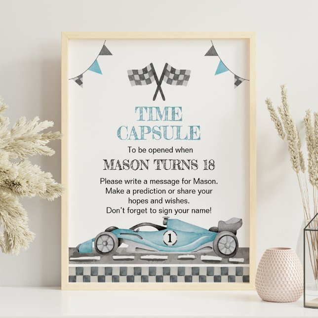 Racing Party Birthday Time Capsule sign (Creator Uploaded)