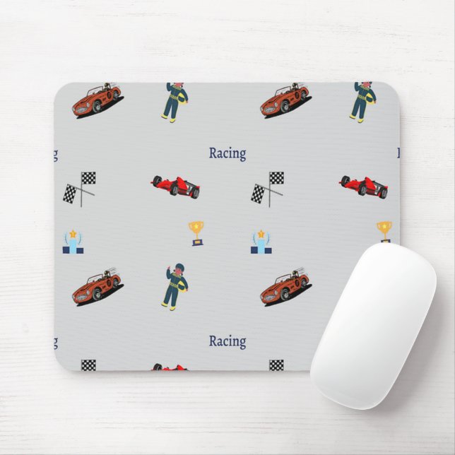Racing pattern on grey mouse pad (With Mouse)