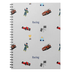 Racing pattern on grey notebook