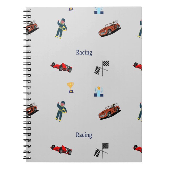 Racing pattern on grey notebook (Front)