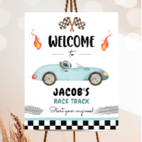 Racing Race Car Two Fast Curious Boy Welcome Poste