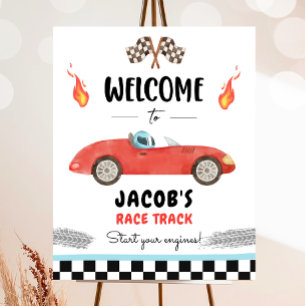 Racing Race Car Two Fast Curious Boy Welcome Poste Poster