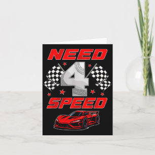 Racing Racecar 4 Year Old 4th Birthday Boy Girl Ne Card