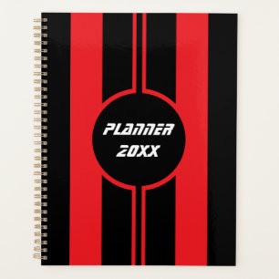 Racing Red Black Double Stripes Sports Custom  Planner