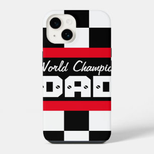 Racing red black world champion dad iphone case