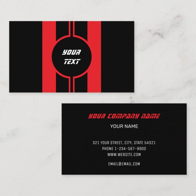 Racing Red Double Stripes Auto Mechanical Repair Business Card (Front/Back)