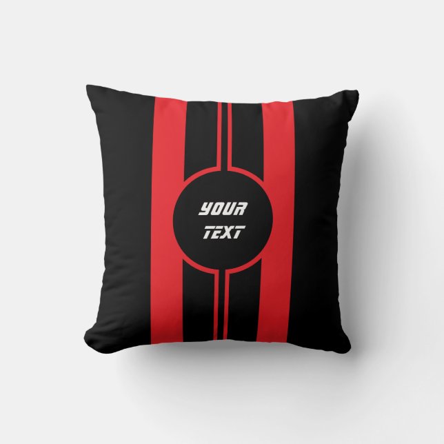 Racing Red Double Stripes Sports Custom Cushion (Front)