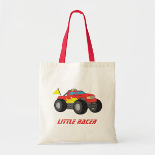 Racing Red Monster Truck Boys Personalised Tote Bag
