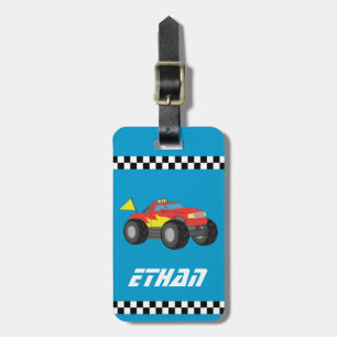 Racing Red Monster Truck, for Boys Luggage Tag