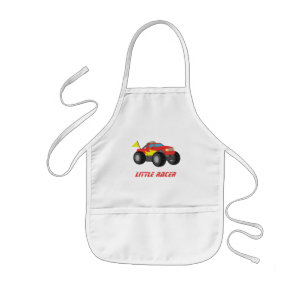 Racing Red Monster Truck Racer Boys Apron