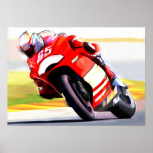 Racing Red Motorcycle Poster